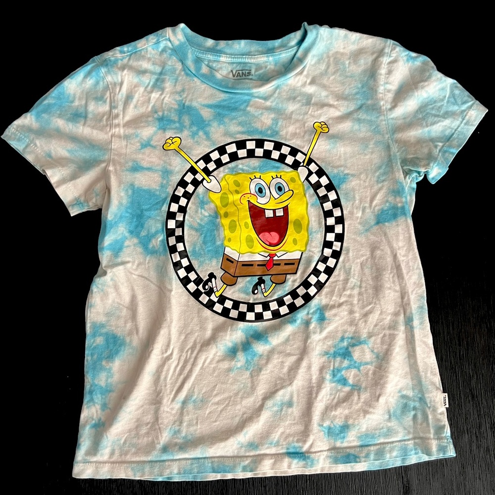 Vans Tops Vans Limited Edition SpongeBob Blue White Tie-Dye Tee - Small
